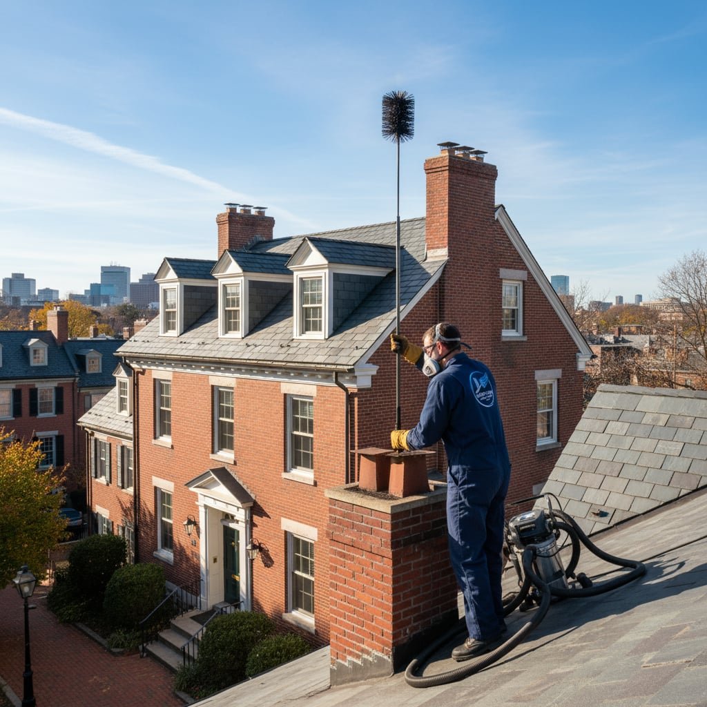 Smart Flow Chimney Sweep team working on chimney